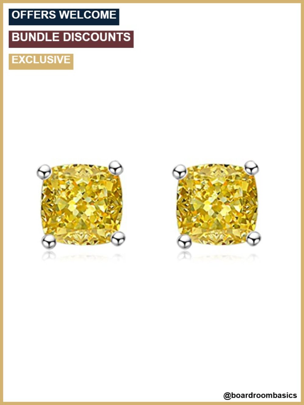 925 Sterling Silver Cushion Cut 5A Cubic Zirconia Stud Earrings 4ct
